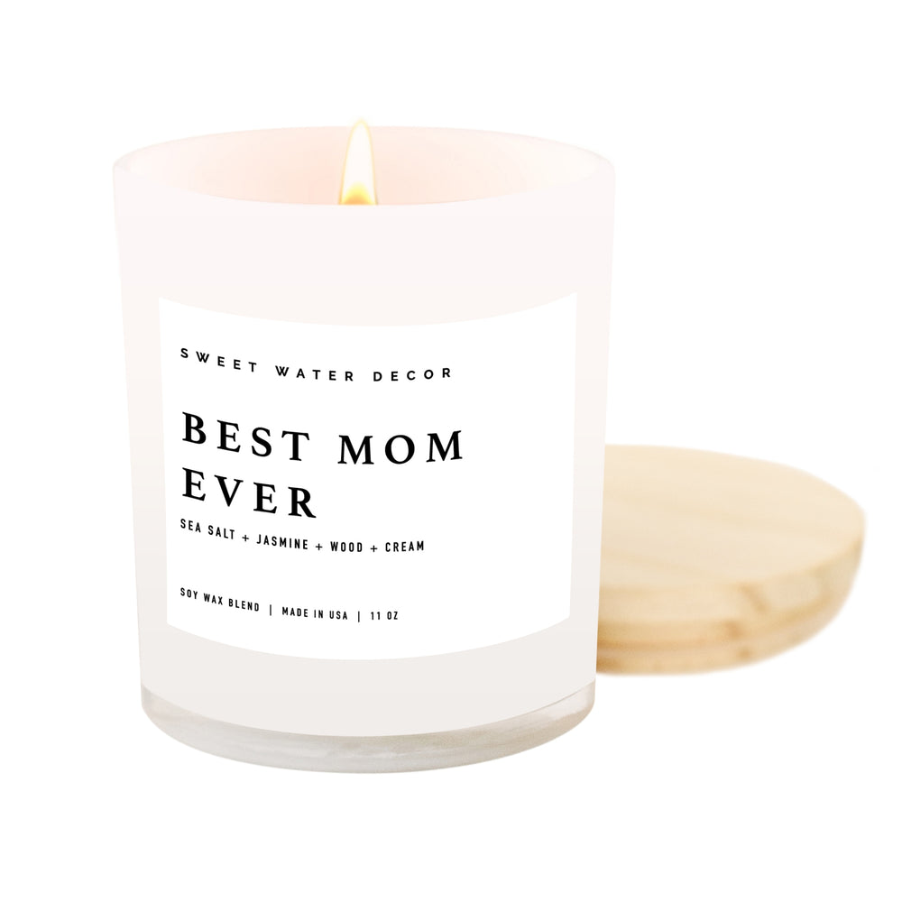 
            
                Load image into Gallery viewer, Sweet Water Decor Best Mom Ever! Soy Candle | White Jar + Wood Lid
            
        