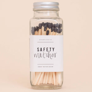 Sweet Water Decor Black Safety Matches - Glass Jar