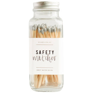 Sweet Water Decor Grey Safety Matches - Glass Jar