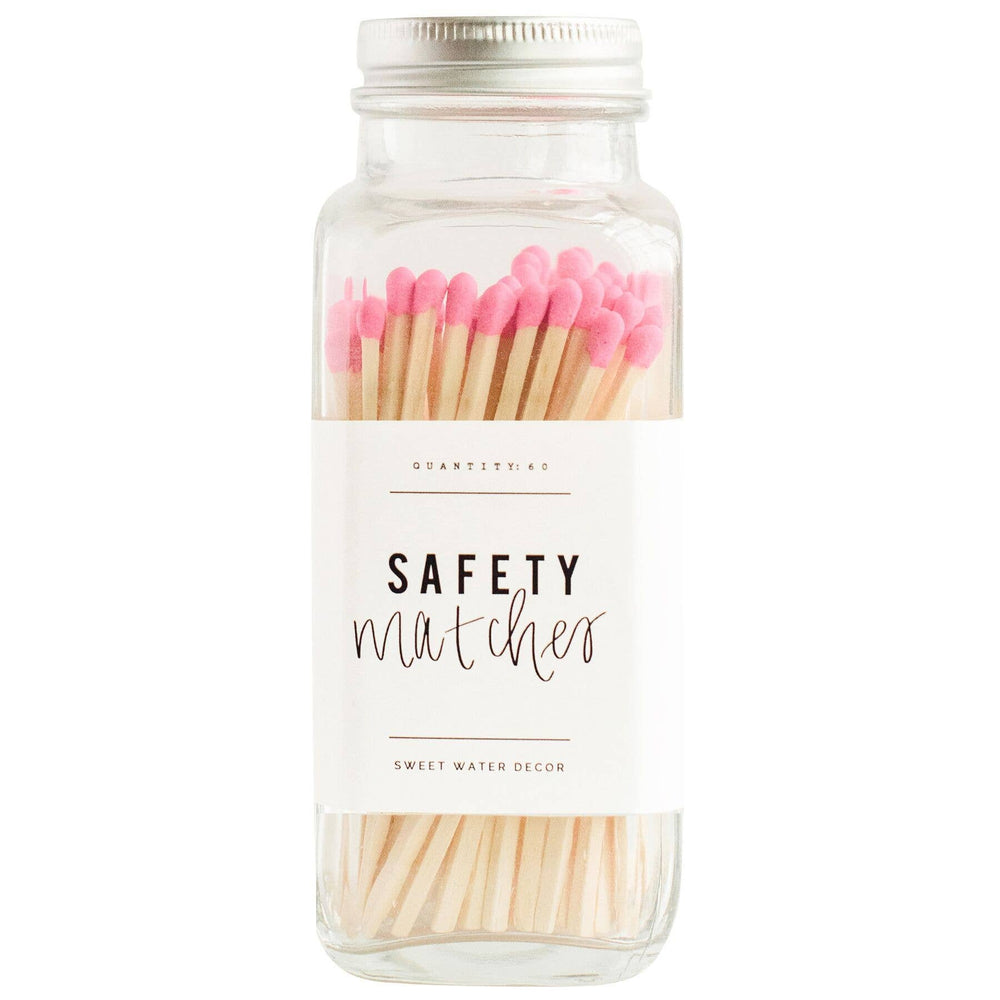 Sweet Water Decor Bright Pink Safety Matches - Glass Jar