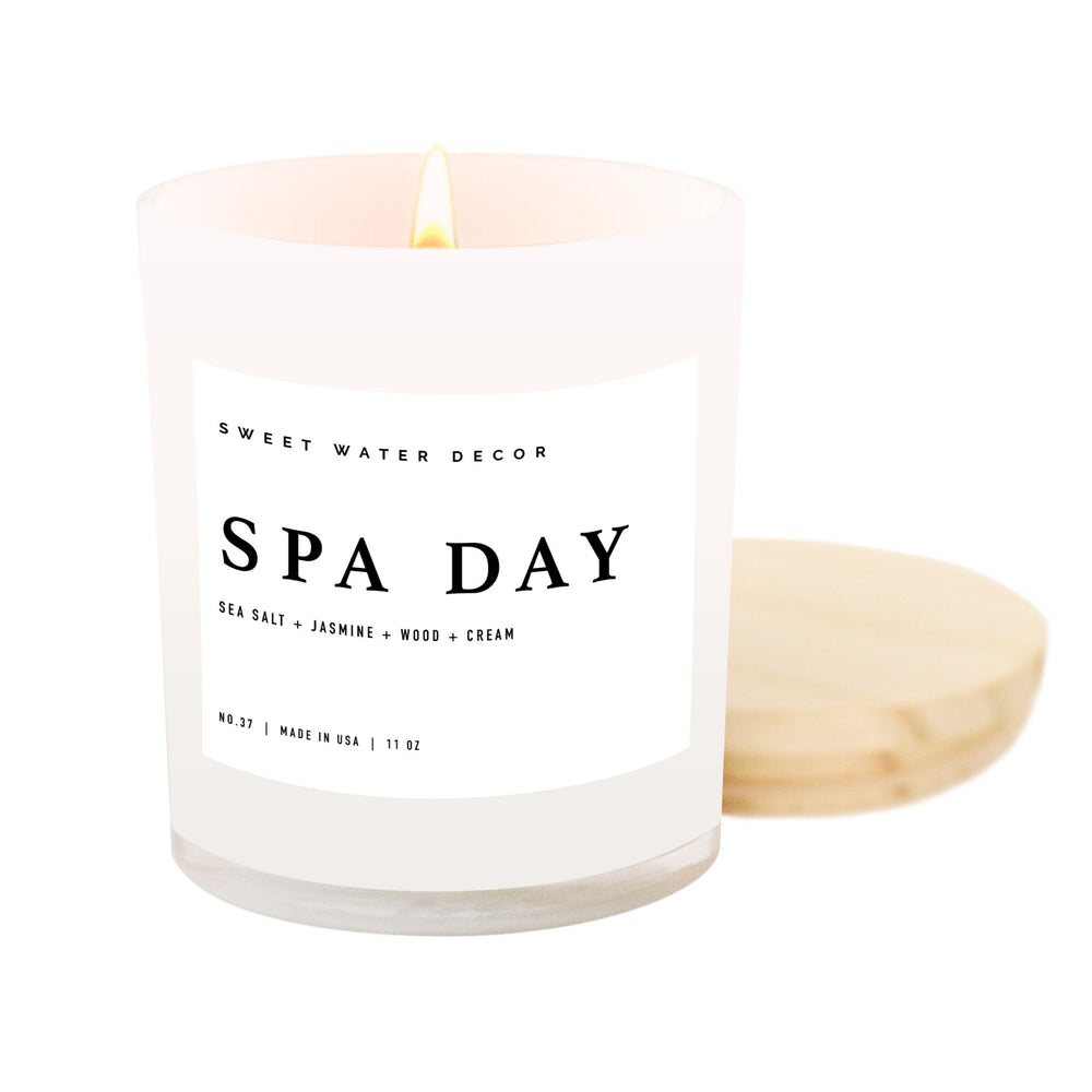 Sweet Water Decor Spa Day Soy Candle | White Jar + Wood Lid